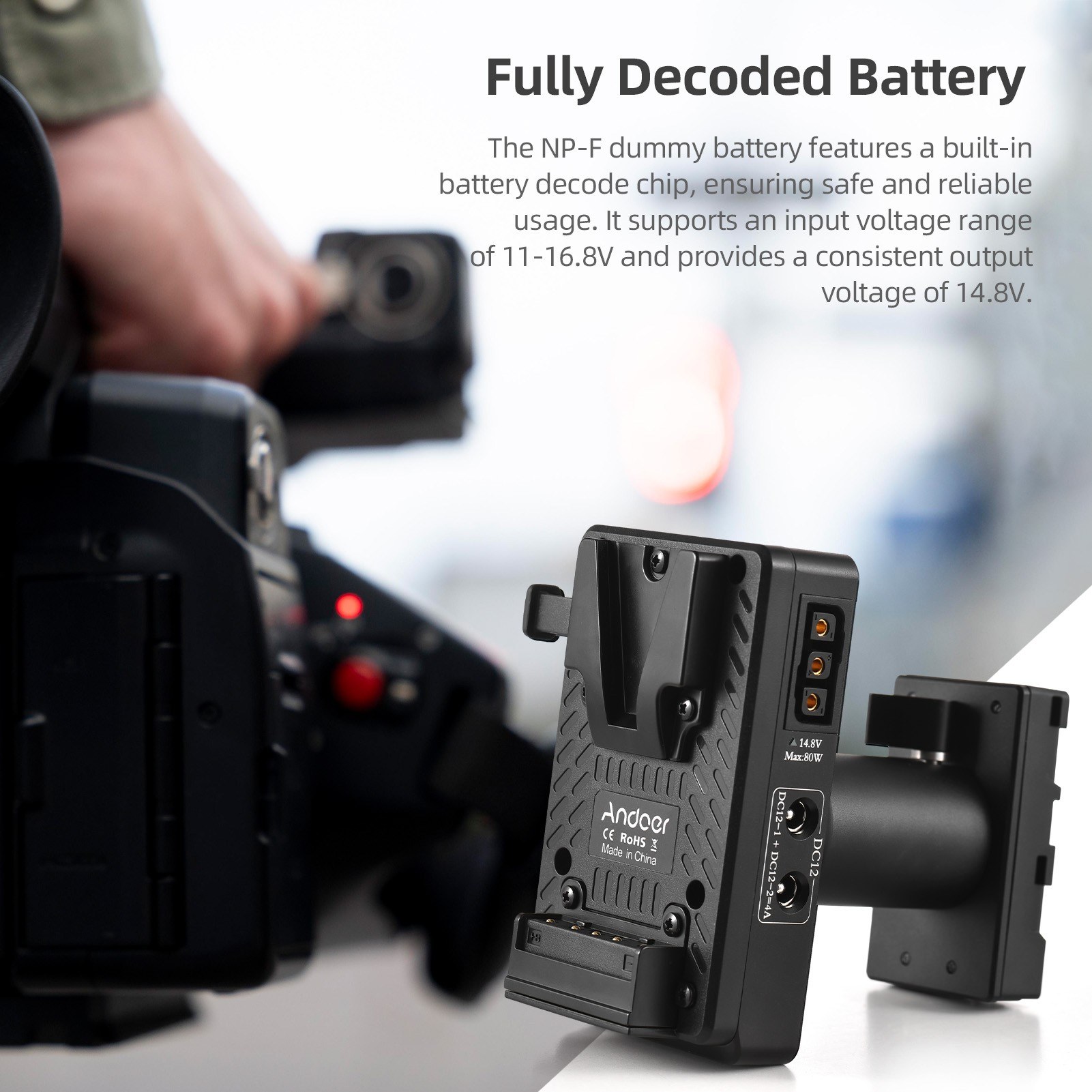 V ock V Mount Battery Plate to BP-U Dummy Battery Adapter with Adjustable Rod. 