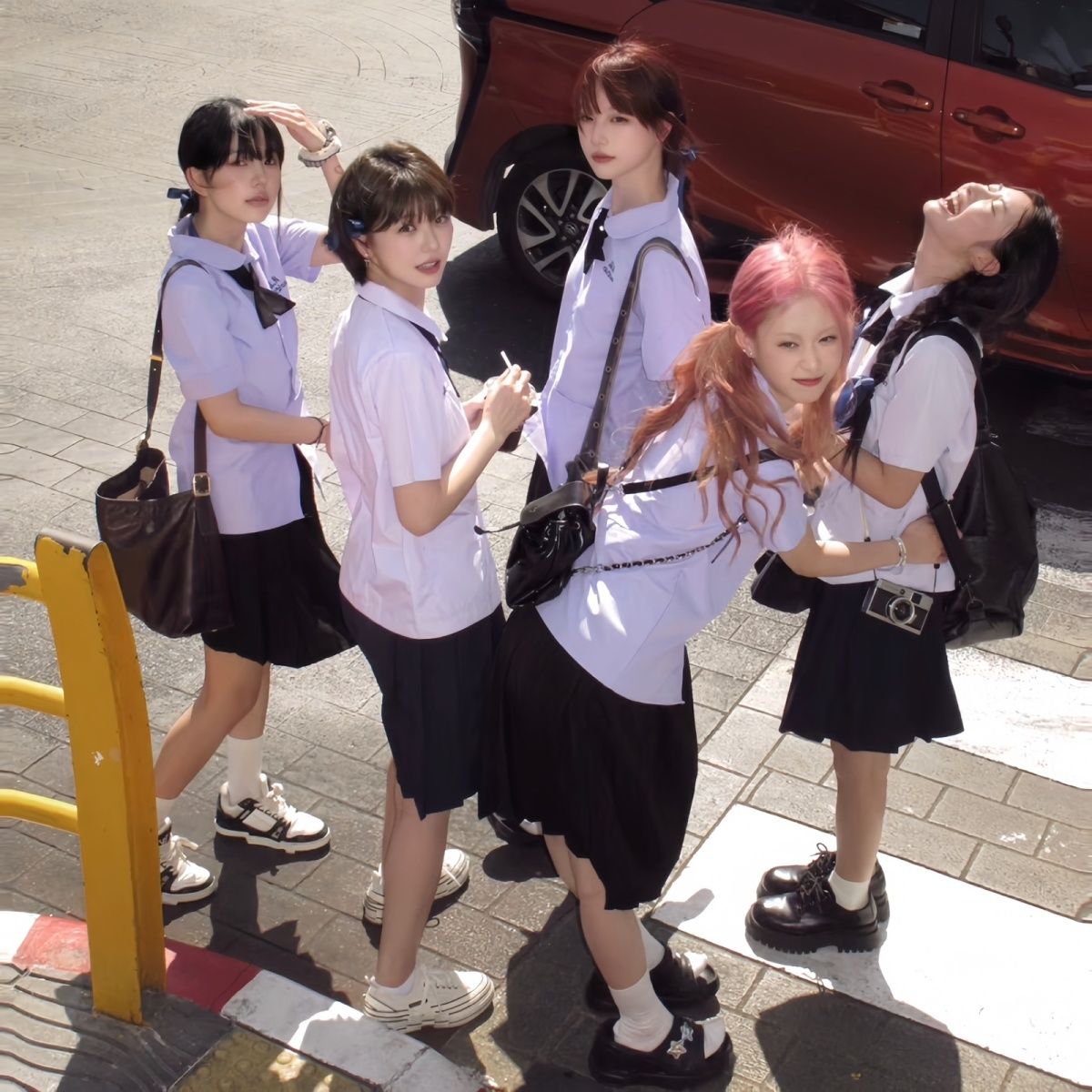Thailand Thai School Uniform Short-Sleeved Shirt for Women jk Uniform College Style High School Student Summer Sports Meeting Graduation Business Attire. 