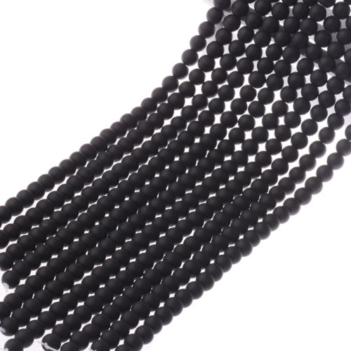 Matte Black Beads Loose Glass Stone Beads -Dull Polish Beads -for Men Women Bracelet Jewelry Making 4/6/8/10mm. 