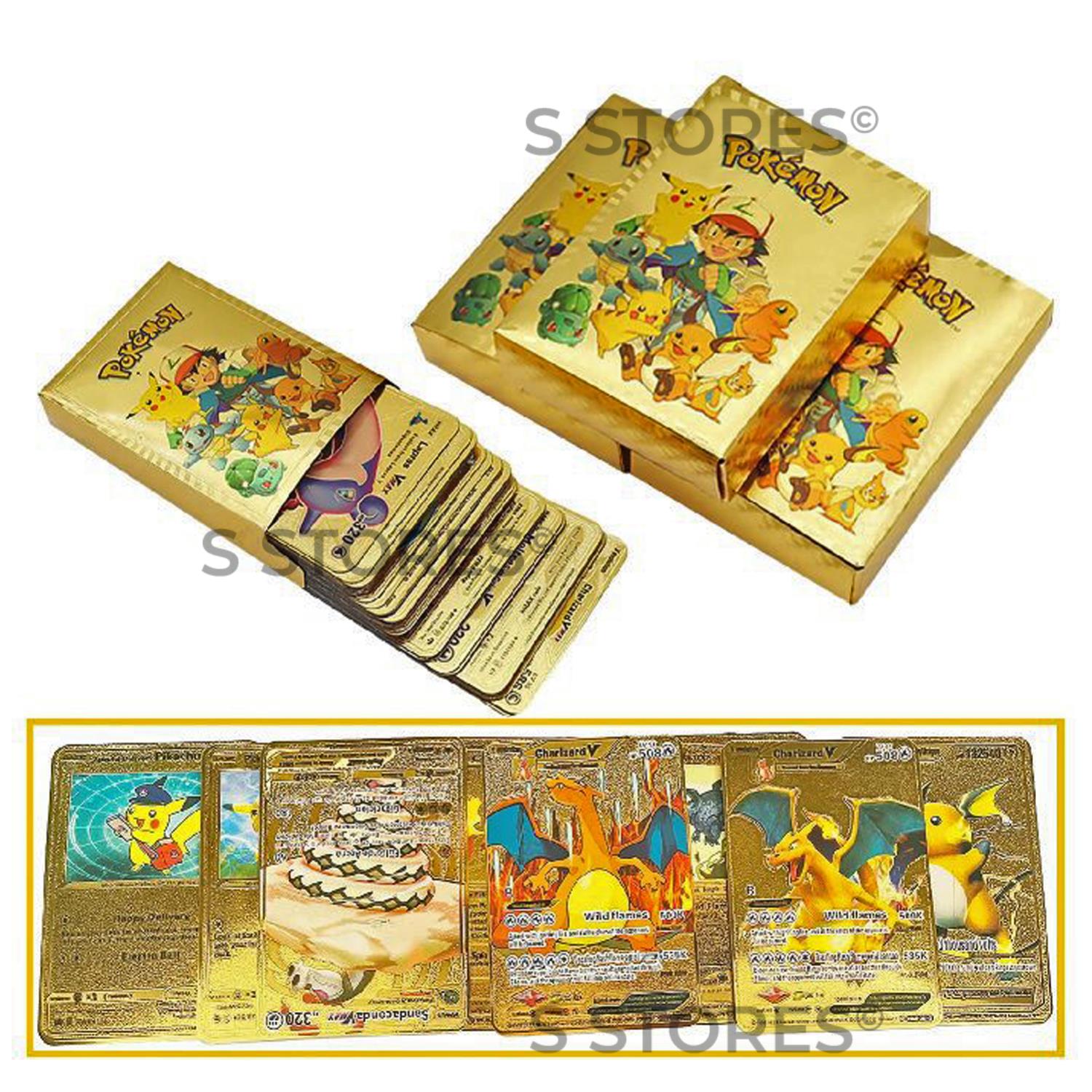 55 Pcs Pokemon Golden Trading Cards Gold Foil Set | Daraz.lk