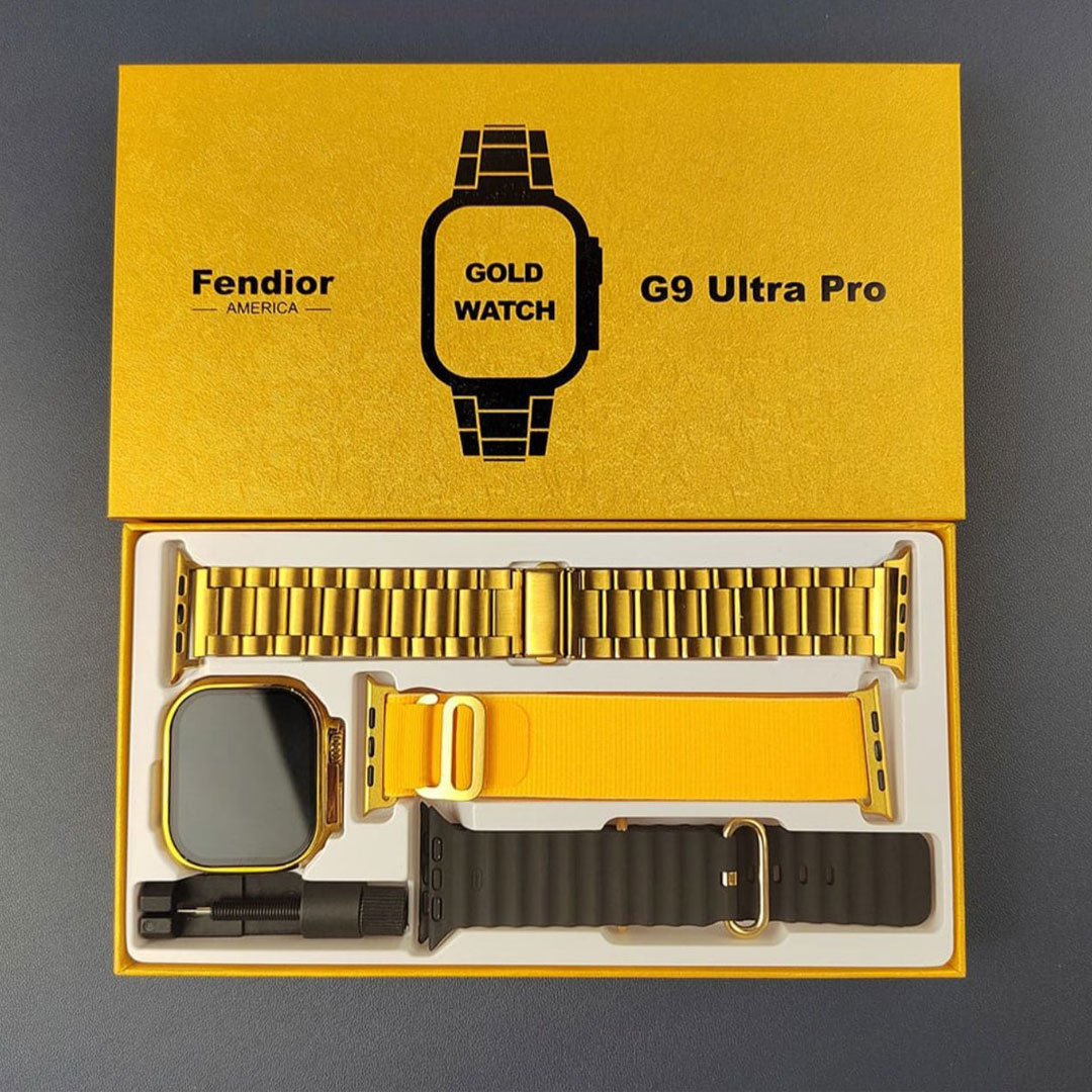 G9 Ultra Pro Gold  Smart Watch Hk 9Ultra Fendior New G9 Ultra Pro Gold Ultra Series i20 Ultra Suite with airpods Hk 9 Ultra Watch Wireless Charging. 