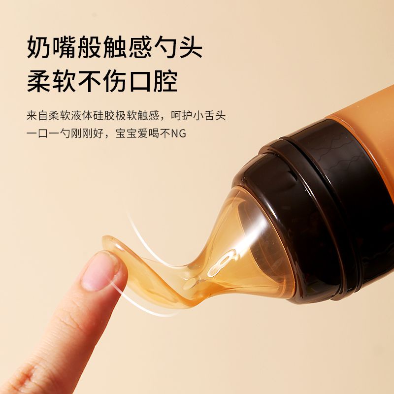Rice Paste Spoon Baby Tools Drop-Resistant Large Capacity Choke Proof Silicone Baby Spoon Feeding Bottle Baby Food Supplement Squeeze Full Set. 