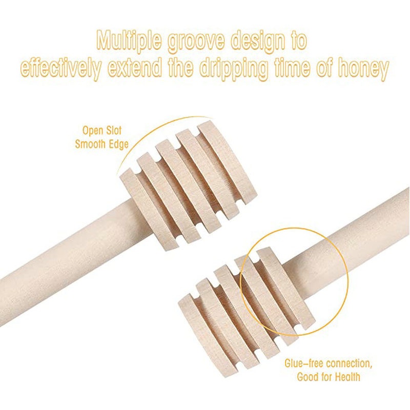 8CM Mini Wooden Honey Spoon Stick/Handheld Honey Dipper Stick/Honey Jar Long Handle Stirrer/Coffee Milk Tea Dessert Blender/Household Tableware/Kitchen Tools. 