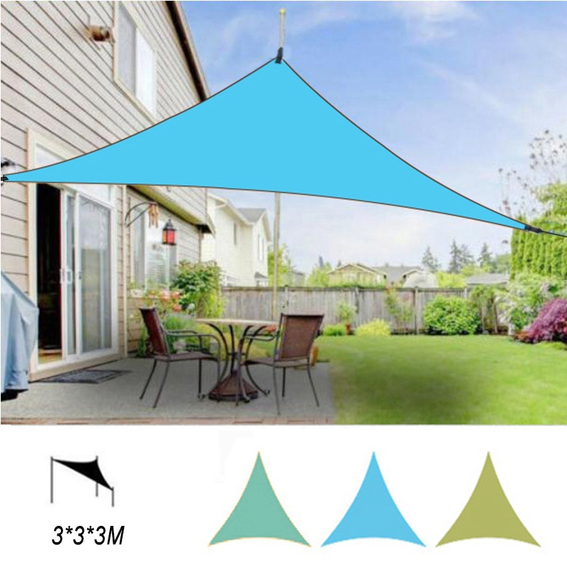 3X3X3M Waterproof Triple-cornered Sun Shelter Awning Parasol Outdoor Canopy Garden Patio Shade Sail Cloth-Light Green
