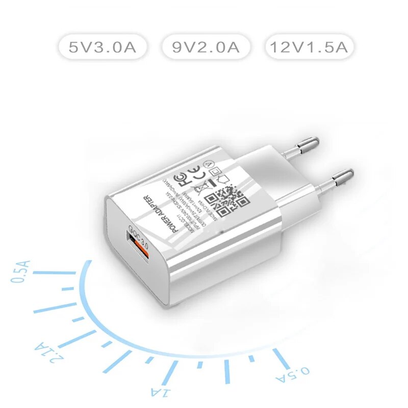 Fast Charging Adaptive 18W Phone Charger For Samsung Galaxy A21S A31 A41 A51 A71 A01 A11 Xiaomi OPPO Type-c USB Charging Cable. 