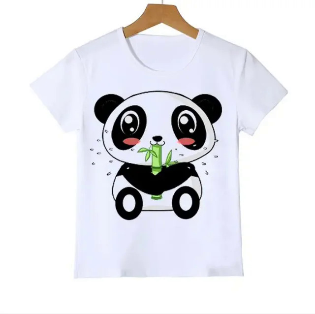 Cute best kids T-shirt funny panda animal collection cartoon pattern summer t shirt for boys/girls white short sleeve tops. 
