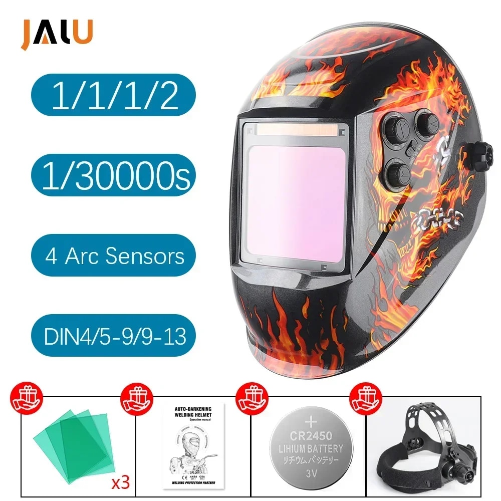 Helmet visor 100*97mm Welder Mask Large View Auto Darkening Welding Helmet True Color DIN4/5-9/9-13 1/1/1/2 Upgrade Helms for Grinder Cutting