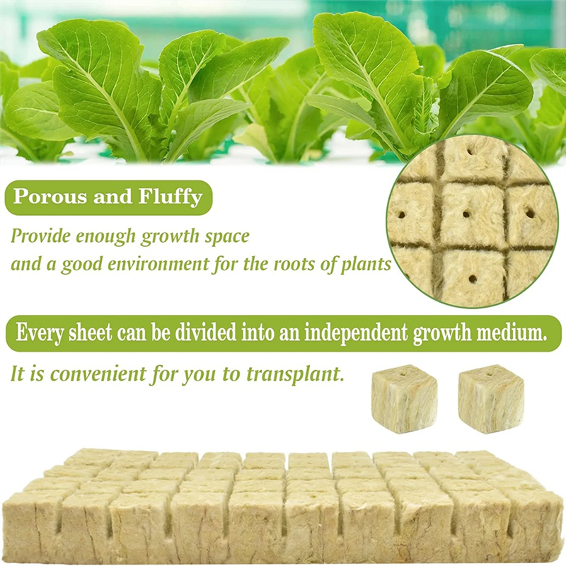 50Pcs Stoool Hydroponic Grow Media Starter Cubes Plant Cubes Soilless Substrate ed Rock Wool Plug ling Block. 