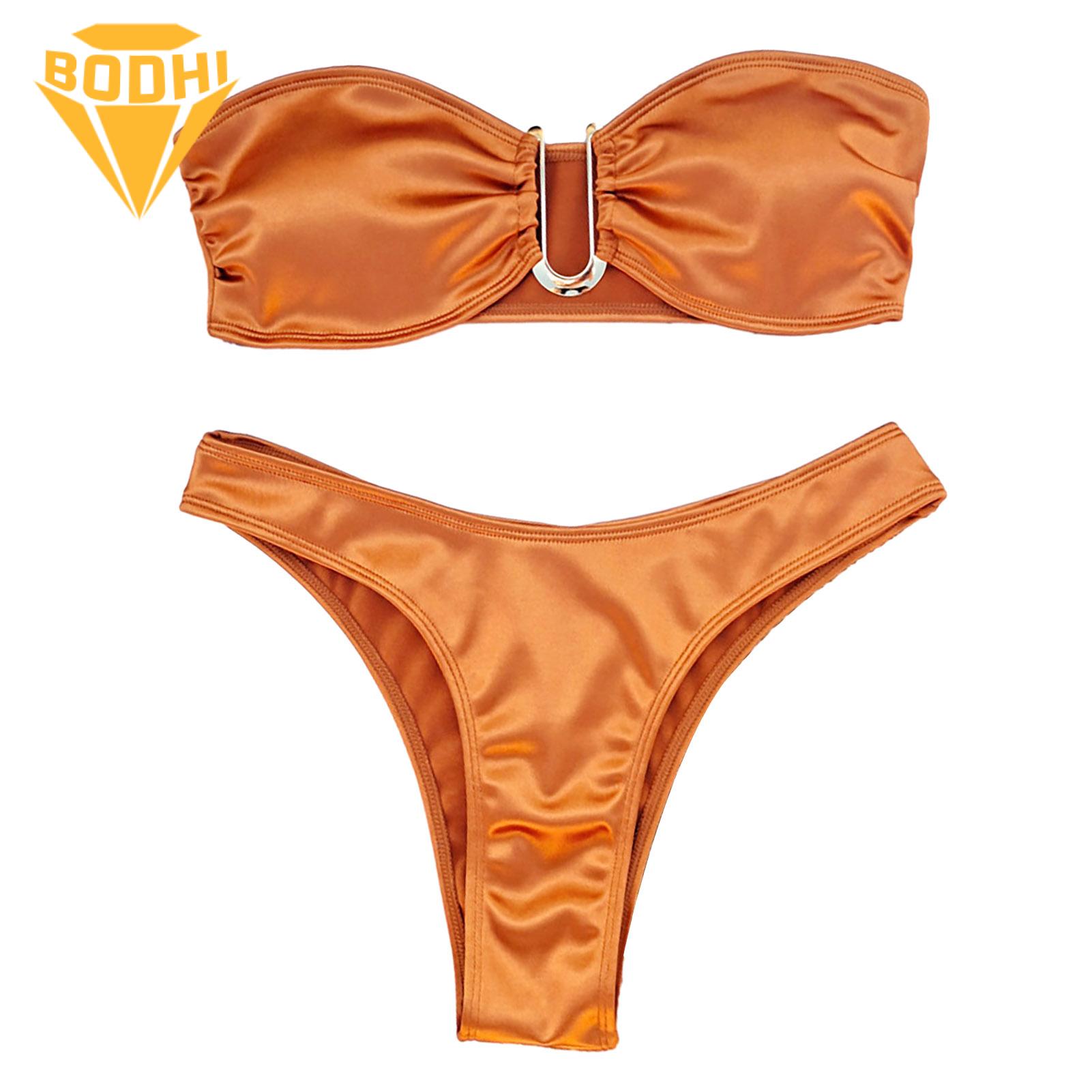 Smooth Texture Bikini Off Shoulder Bikini Set for Women Quick Dry Padded Wireless Swimsuit Women Bikini Set