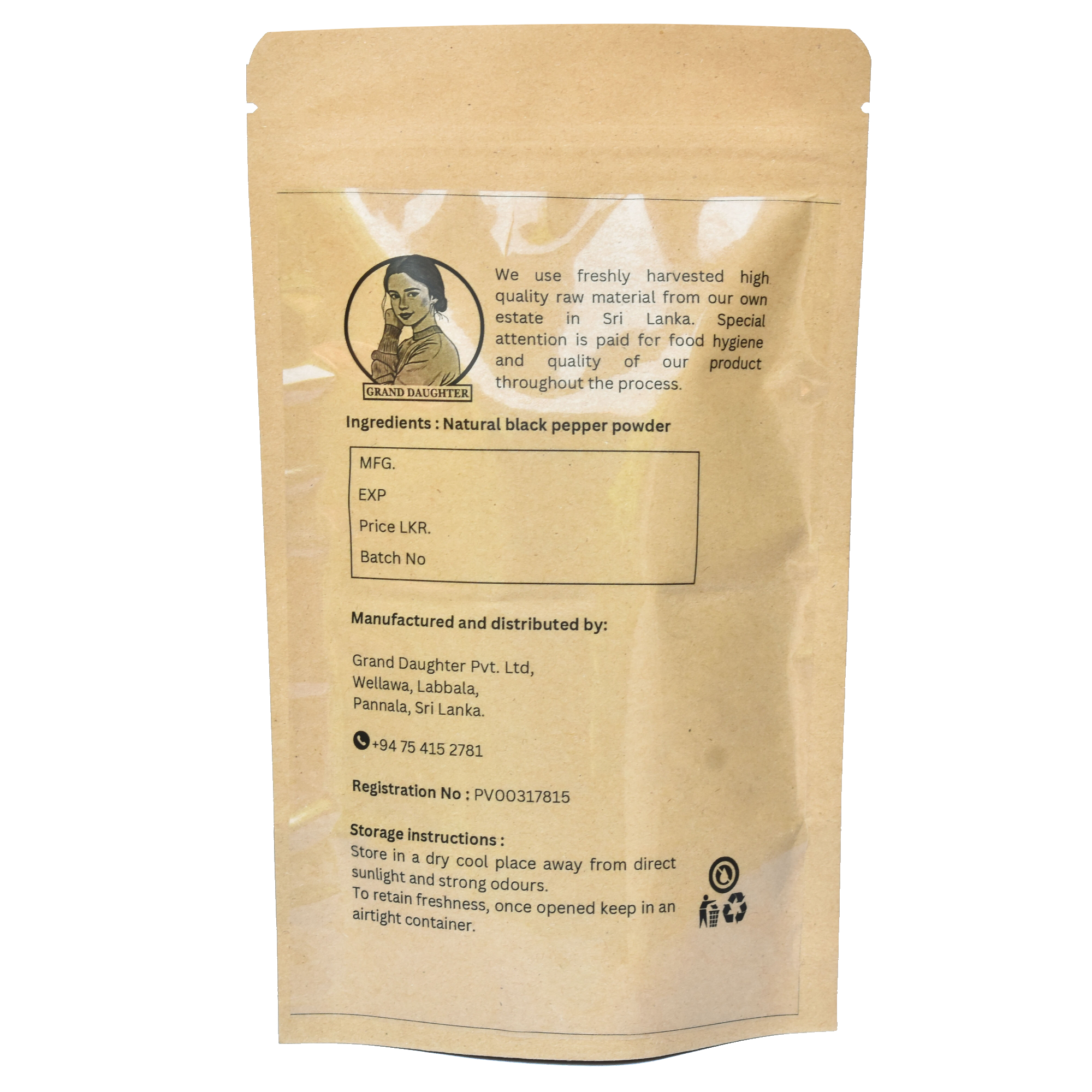 Grand Daughter Black Pepper Powder - 100g. 