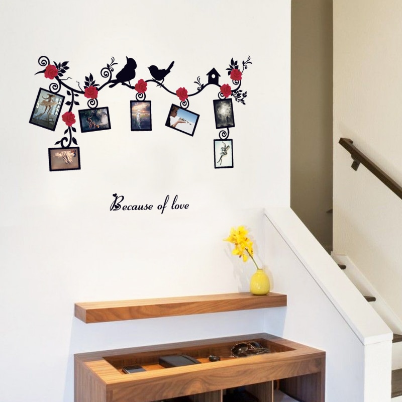 【IKE】SK-6025 love Bird photo frame sticker wall sticker Decorative Stickers living room stickers Nursery Decal Stickers Mural. 