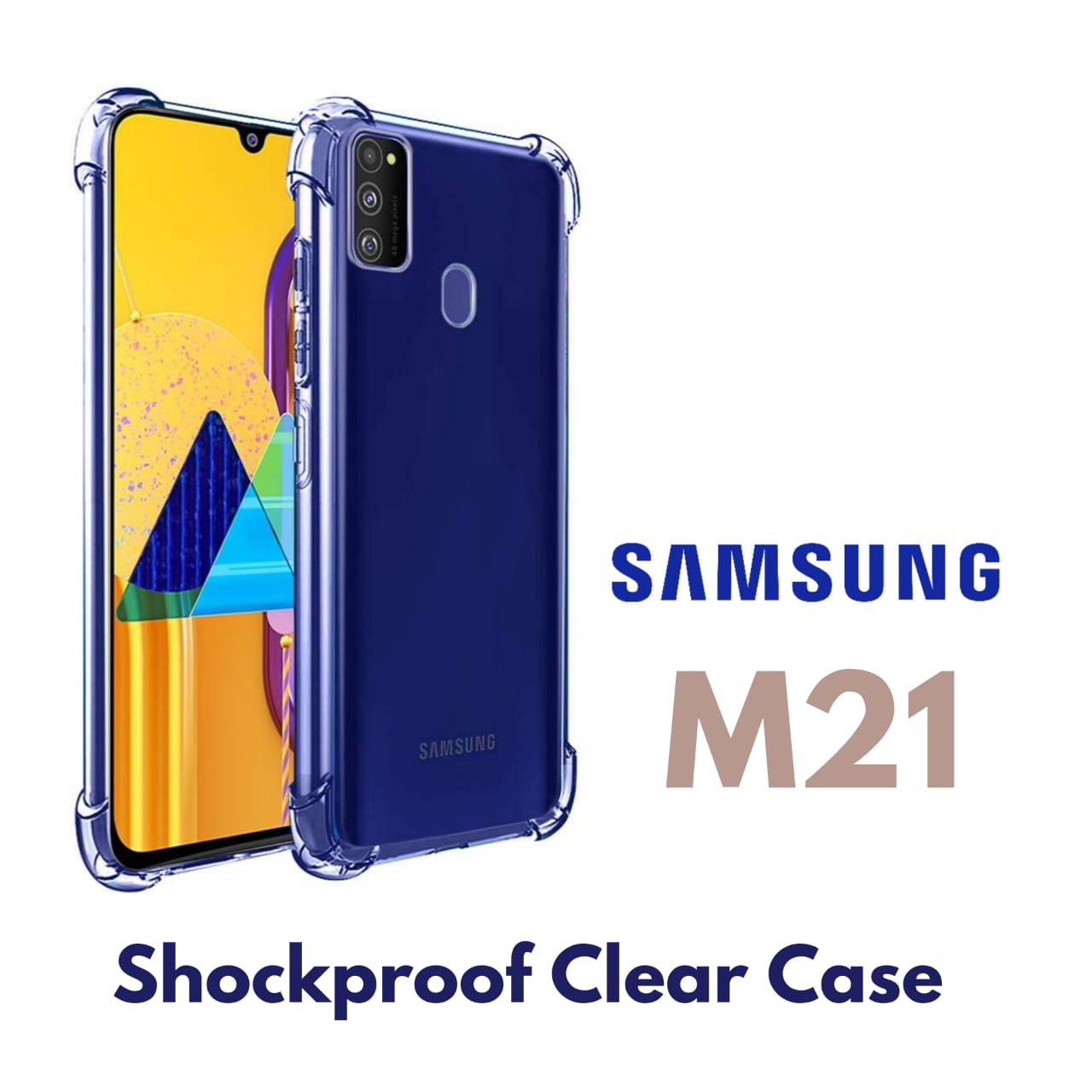 Luxury Shockproof Clear Case For Samsung Galaxy M21 Back Cover Transparent Silicone Case Soft Airbag Bumper Lens Protection Cute Design For Girls Boys New. 