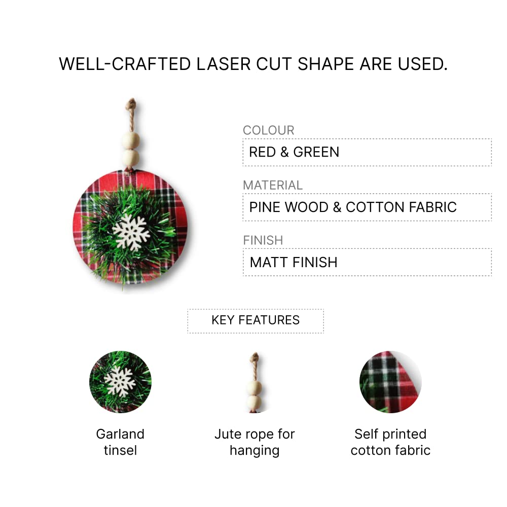 Chalk My Theme Wooden 3D Tessel and Snow Flake Tree, Door, or Wall Hanging For Halloween and Christmas Decorations | Christmas Ornaments For Gift, Home, Cafe, School, Hotel, and Restaurant SAM. 