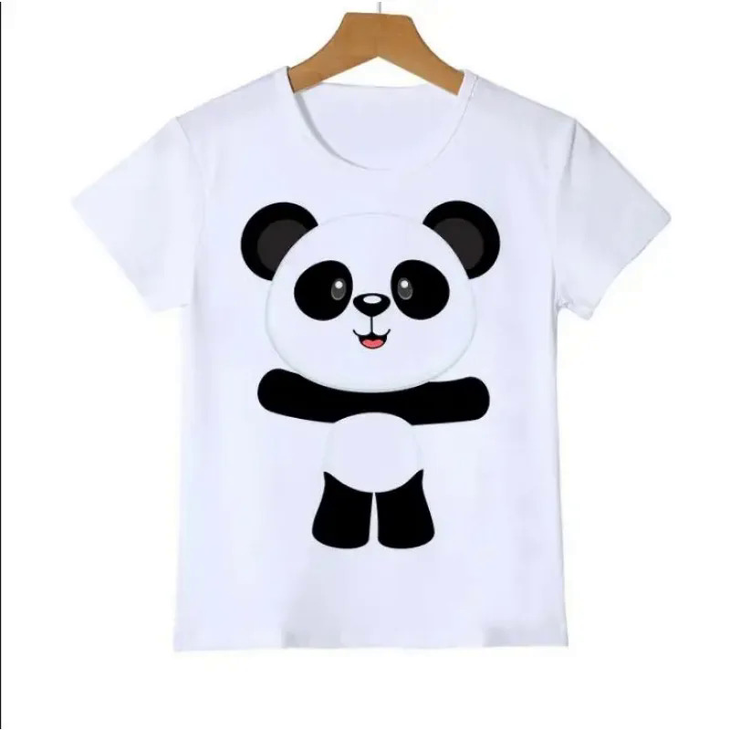 Cute best kids T-shirt funny panda animal collection cartoon pattern summer t shirt for boys/girls white short sleeve tops. 