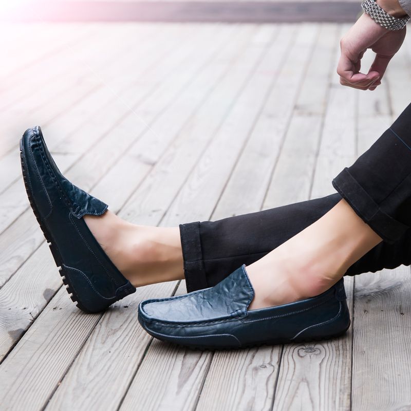 【ALLGOOD】Men's Leather Casual Shoes Outdoor Fashion Men Loafers Spring Autumn Cow Leather Loafers Soft Comfortable Male Business shoes. 