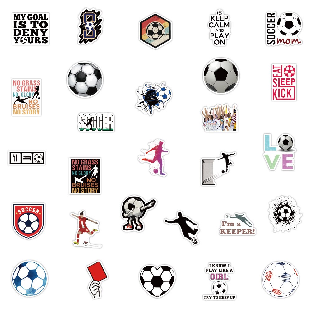 50pcs Football Soccer Stickers For Journal Phone Ipad Notebooks Laptop Adesivos Kscraft Sport Sticker Scrapbooking Supplies. 