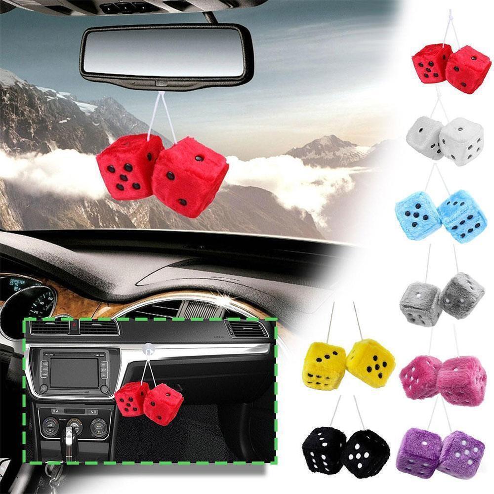 Spotty Car Dice Ornament Stylish Soft Decorative Rearview Mirror Dice Fluffy Furry Fluffy Dice for Car Accessory Vehicle Decoration Mirror Charm Gift Item Home Decor. 