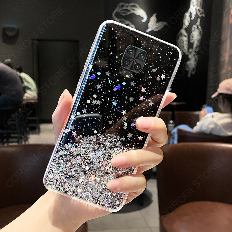 Compatibile con Cover Redmi Note 9 Pro Glitter Trasparente