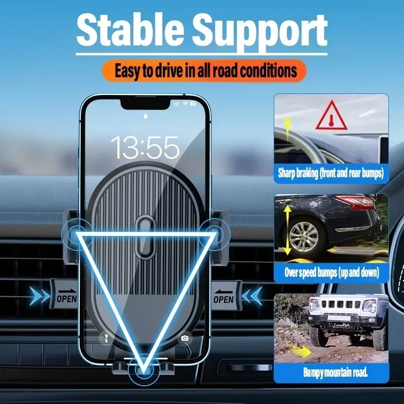 Car Phone Holder Mount, 2024 Upgrade Auto Locking Universal Phone Holder with Hook Clip for Car Air Vent. 