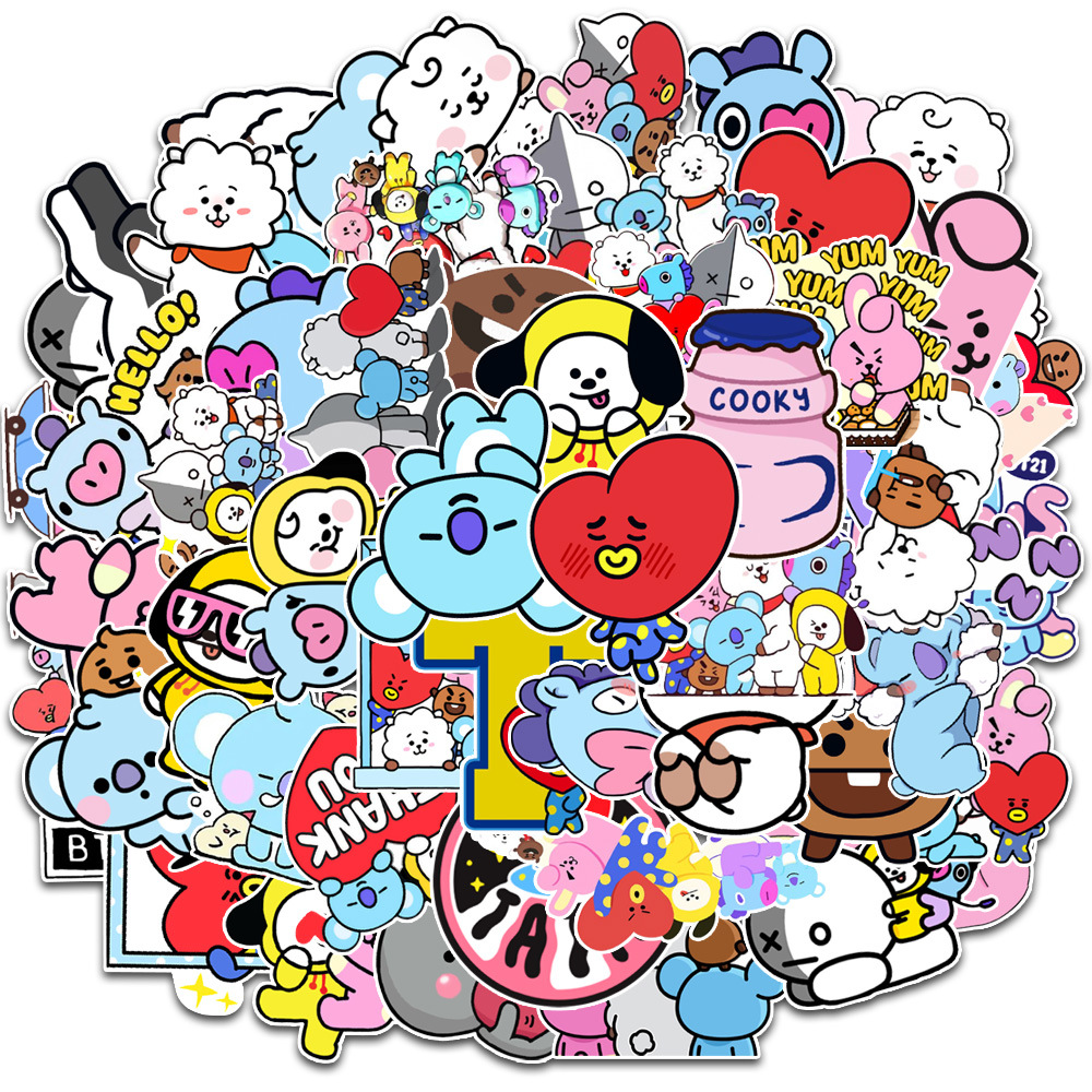 20/40pcs BTS Stickers BT21 Kpop Stickers for Laptop Scrapbook Journal Kids Girls Boys Stickers