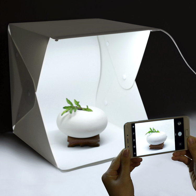 Small Product Photography Box White Background Studio LED Light Items Photo USB. 