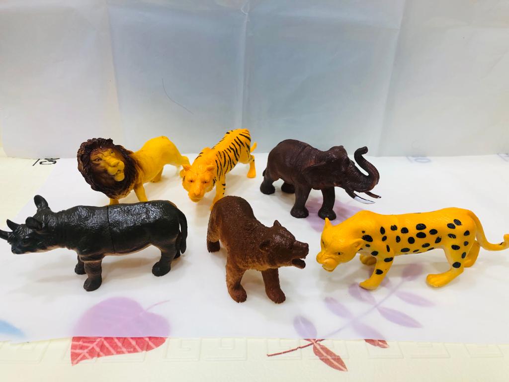 Good Quality Rubber Animals Toy 6 Pieces Set Kids Playing Rubber Toys Educational Toys for Kids Wild Animal Rubber Toys. 