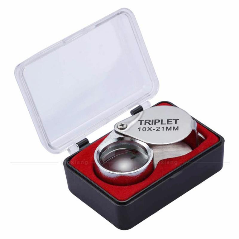 Magifier Lens 10x Triplet Loop With Velvet Storing Box - 12 Months Warranty. ( Gem and Jewelery Loupe Eye / Hand Magnifier Magnifying / Zooming Glass With Carry Case ). 