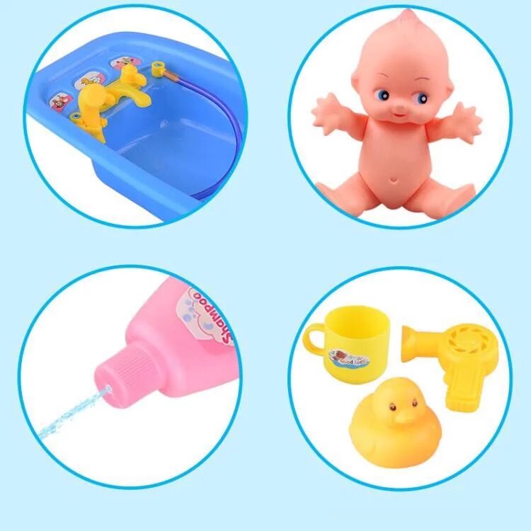 Baby Doll Bathtub and Accessories Set (6pcs) Pretend Play Bath Toys for Kids - 15cm Baby Dolls with Accessories and Rubber Duck. 