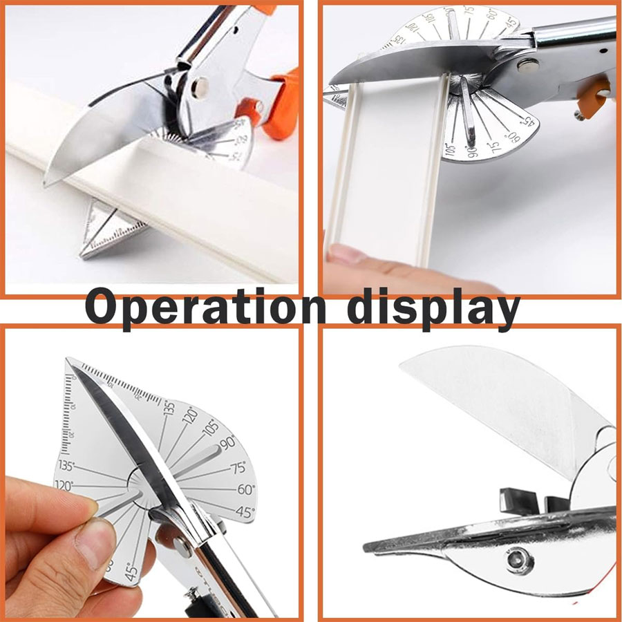 Multi Angle Miter Shear Cutter, 45-135 Degree Adjustable Angle Scissors Trim Shears Tool for Cutting Soft Wood, Plastic, PVC, Casing, Trunking, Molding Trim etc.. 