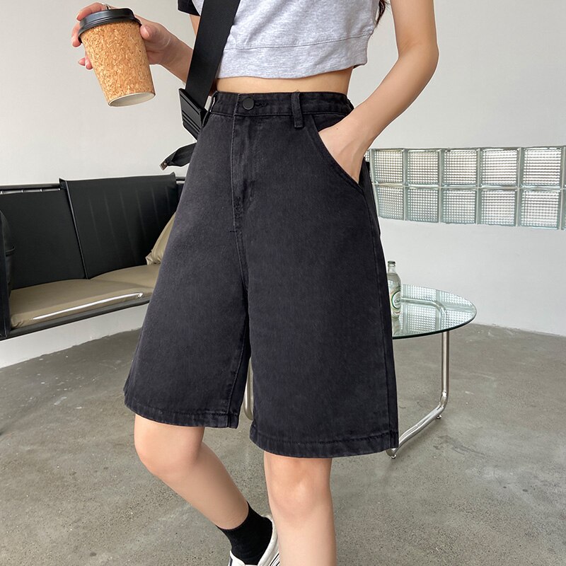 Button Jeans Bermuda Shorts 