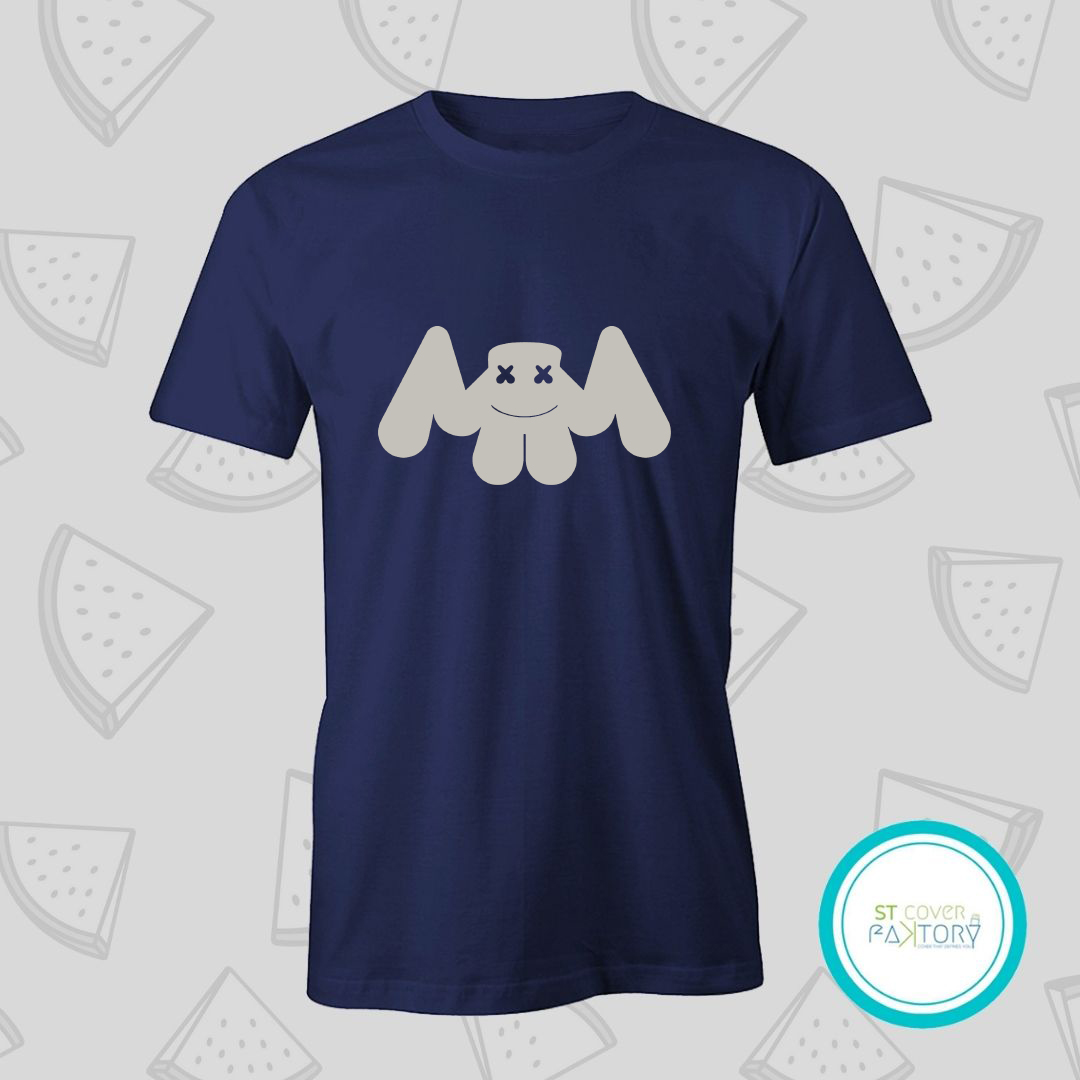 Marshmello blue Tshirt  unisex  tees  designer tees  crew neck  silver white  red  blue  black. 