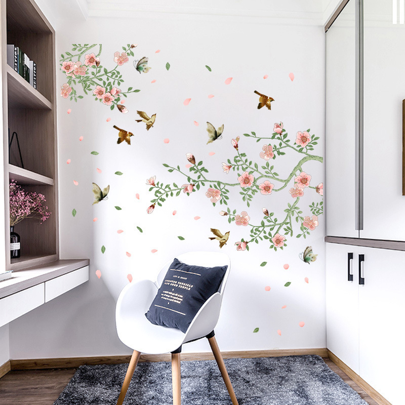 Wall Sticker XXL Peach Blossom Birds Wall Tattoo Wall Art Decal Home Room Deco