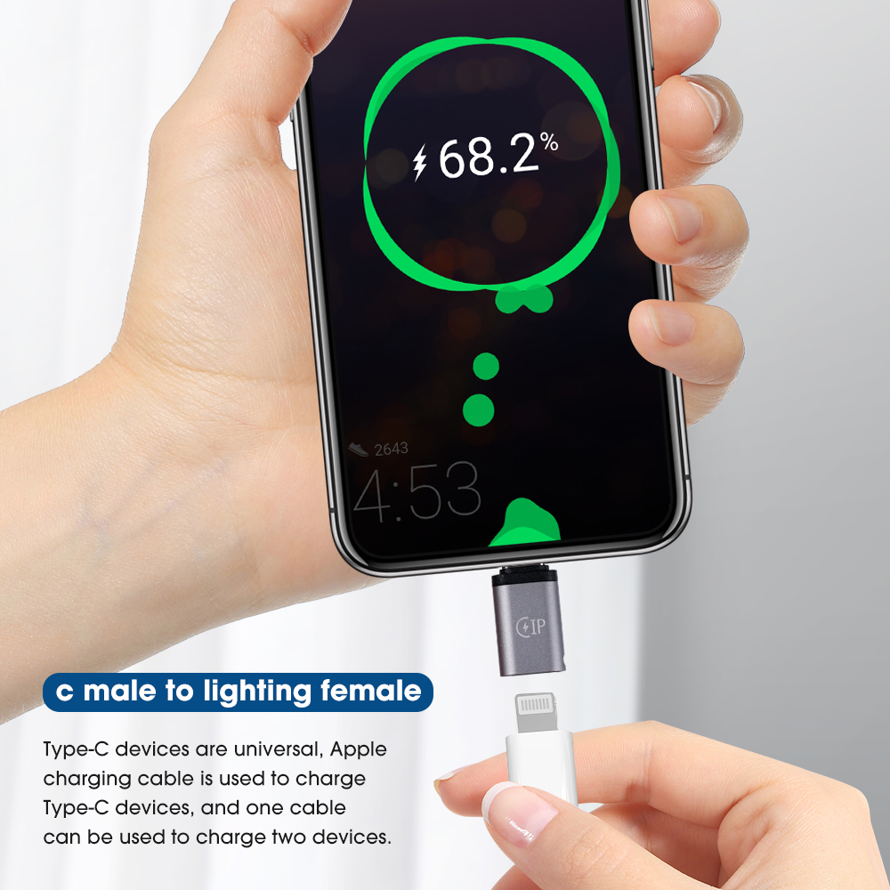Lightning to Type-C Adapter - USB-C to iPhone Connector for iPhone 14/13 Pro XS. 