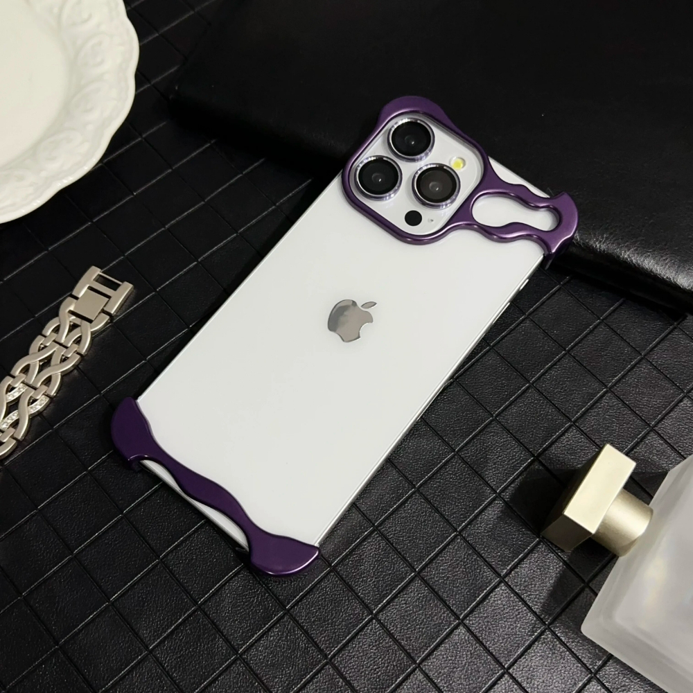 HOCE Aluminum Alloy Irregular Metal Phone Cover For iPhone 16 15 14 13 12 Pro Max 15 16 Plus Case Lens Ring Film Protection Shockproof Cases No Bumper. 