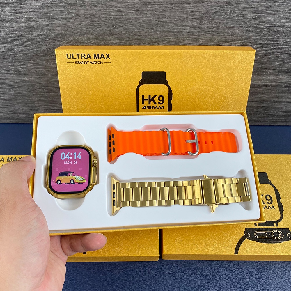 G9 Ultra Pro Gold  Smart Watch Hk 9Ultra Fendior New G9 Ultra Pro Gold Ultra Series i20 Ultra Suite with airpods Hk 9 Ultra Watch Wireless Charging. 
