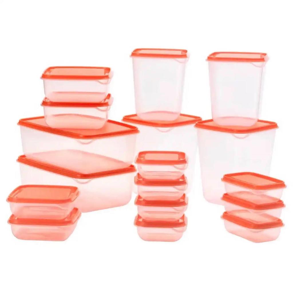 Set of 17 Pieces High Quality Plastic Containers with Cover.  Multi-Function Food Storage Containers. 