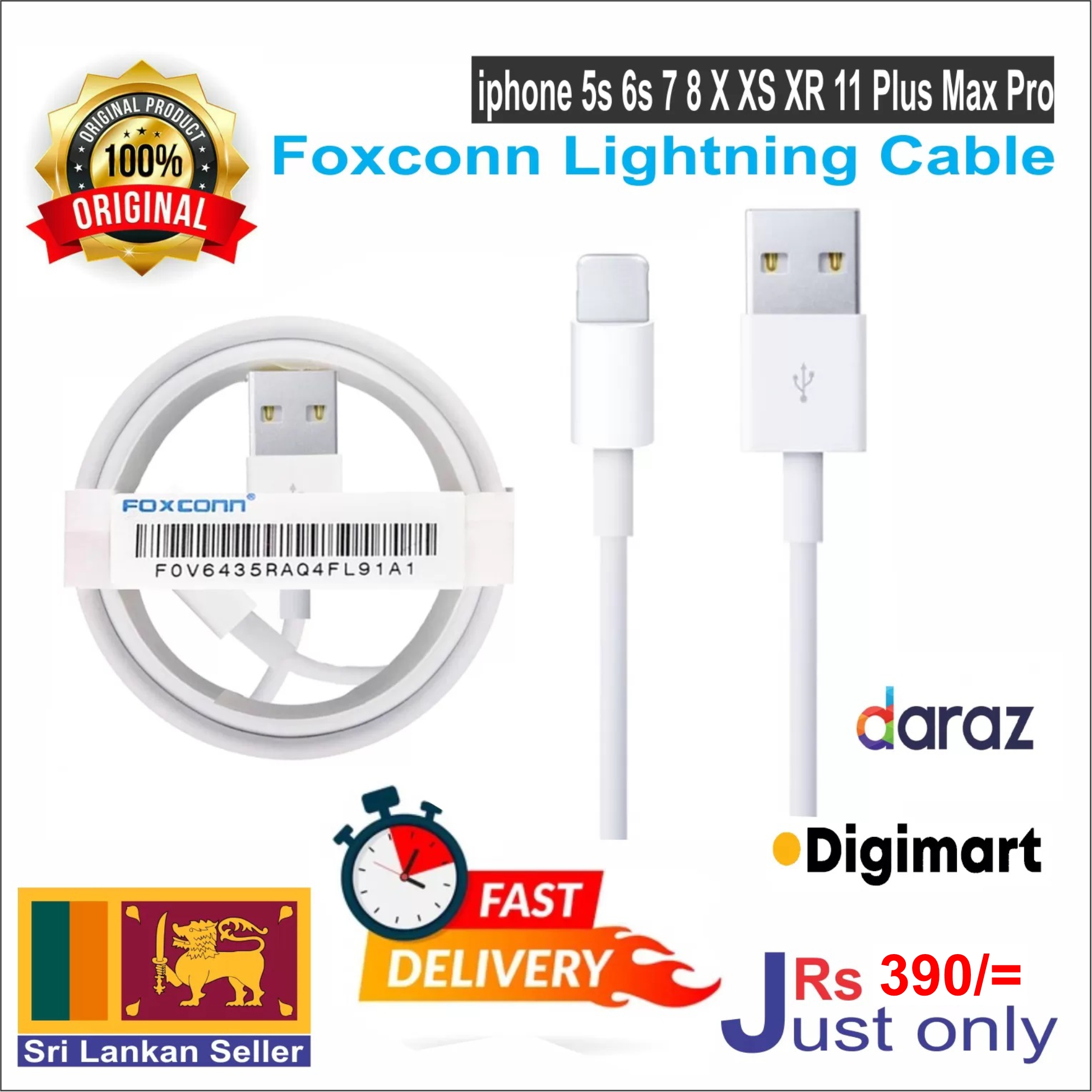 Apple iphone Cable Foxconn iphone USB Data Cable 1m USB to