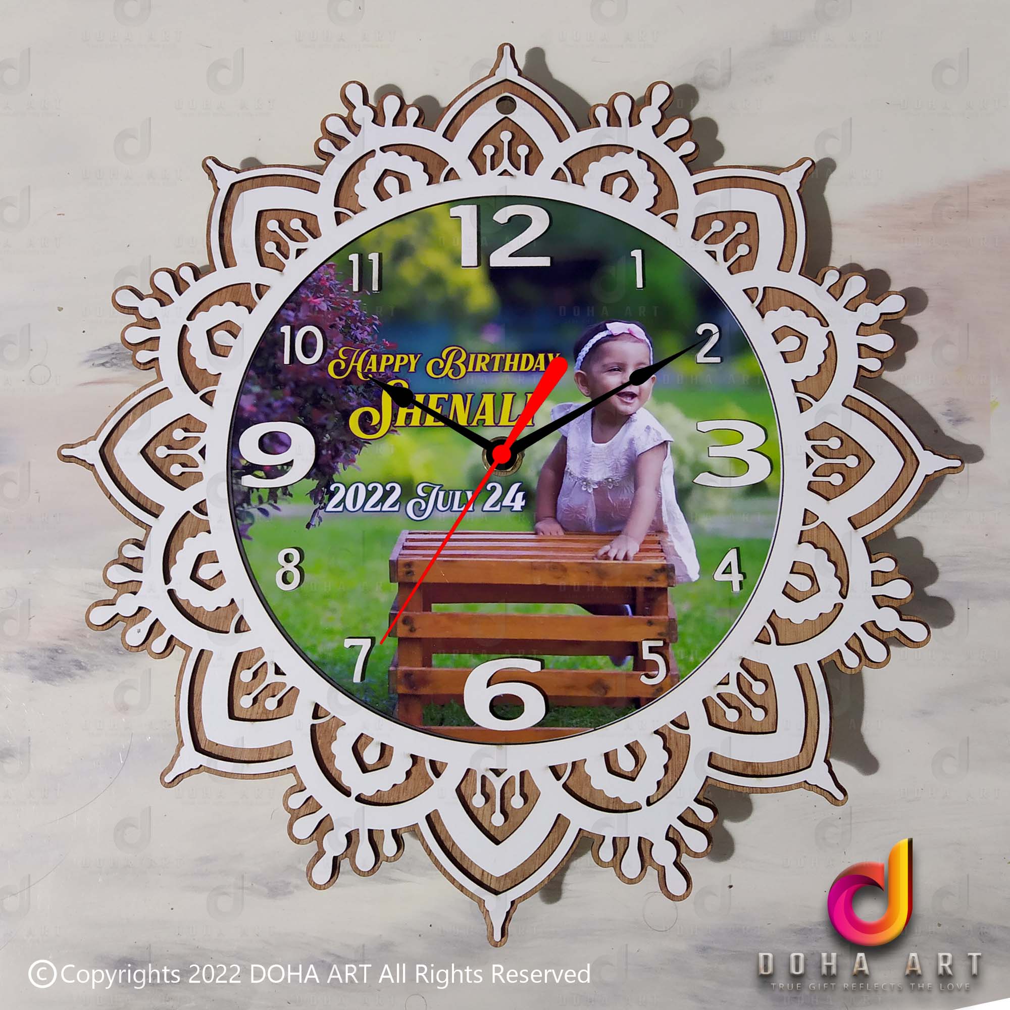 Wooden Wall Clock, Customized Wall Clock, Baby Photo, Wedding Photo ...