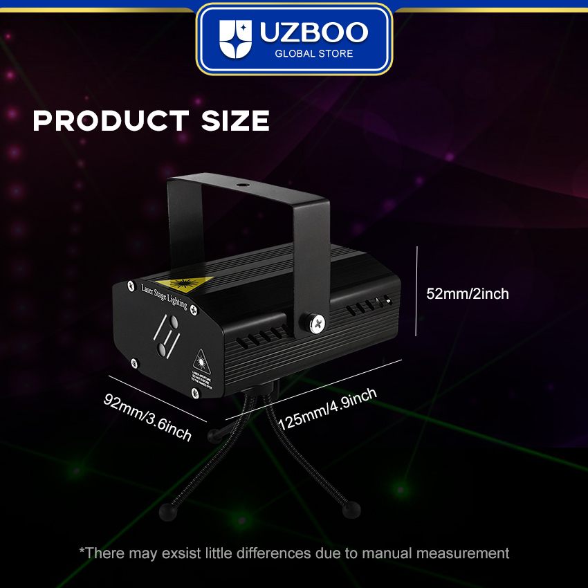UZBOO RGB Laser Stage Lights 32 Pattern Party Projector Lights DJ Disco Sound Activated Strobe Lights RGB LED Laser Projector For Birthday Wedding KTV Bar Concert USB Plug. 