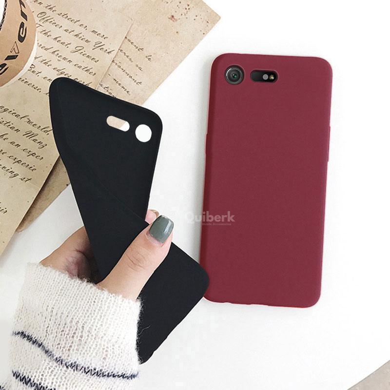 Quiberk for Sony Xperia XZ1 Compact Shockproof Anti-Slip Soft TPU Sandstone Matte Back Case Cover. 