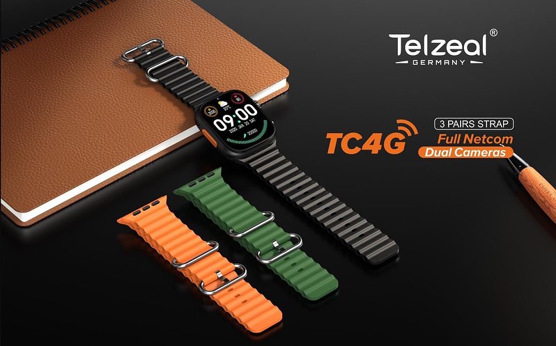 Telzeal TC4G Sim Smart Watch 2.2 Inch Screen Dual Cam IP67 Waterproof 2023 Best SmartWatch. 
