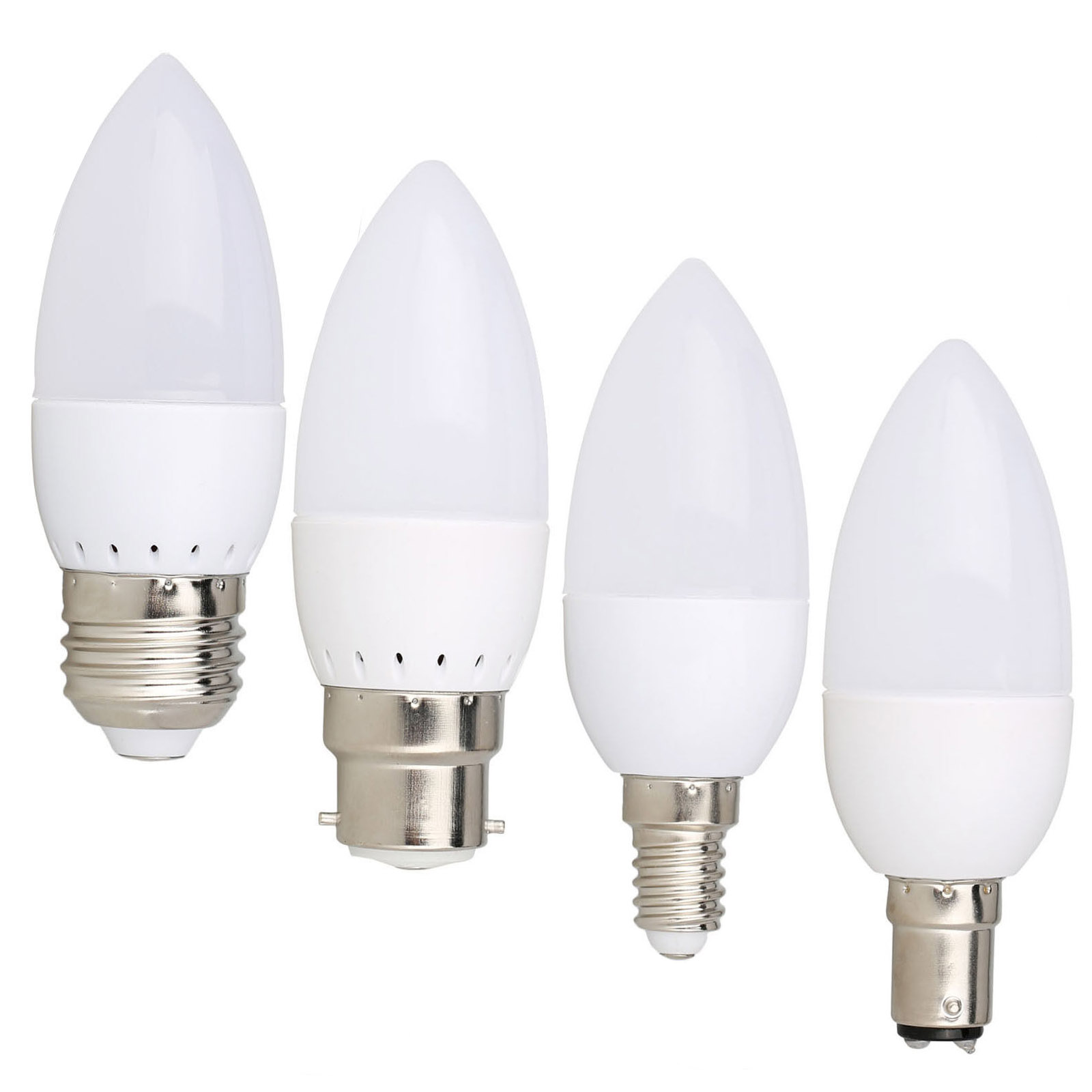 【ALLGOOD】5Pcs Led Candle Lamp Light B22 E27 E14 E12 B15 Bulbs Chandelier Bulb Cool Warm White AC85-265V(Cool White 6000K,Neutral White 4000K,Warm White 2800K)RP0039