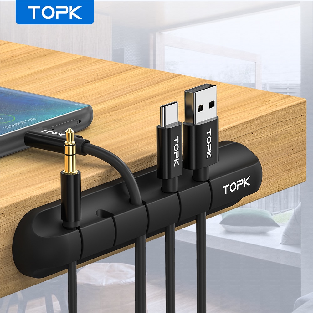 Cable Organizer Silicone USB Cable Winder Desktop Tidy Management Clips Cable Holder. 