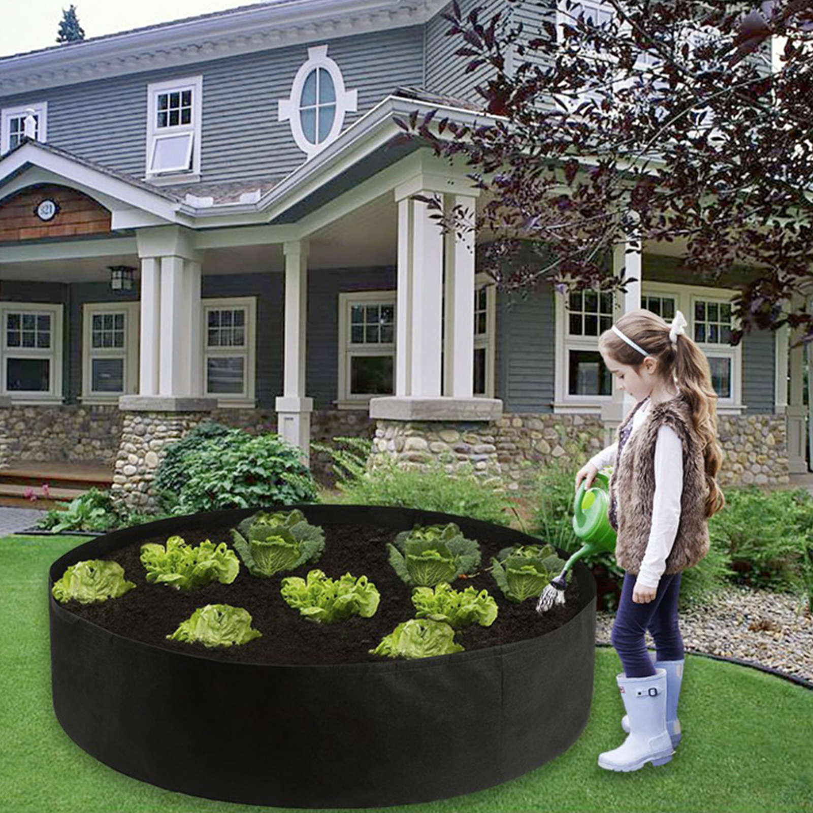 Round Planter Box Garden Grow Bags Planting Beds Pots Breathable For Potato Fruit Herbs Flowers