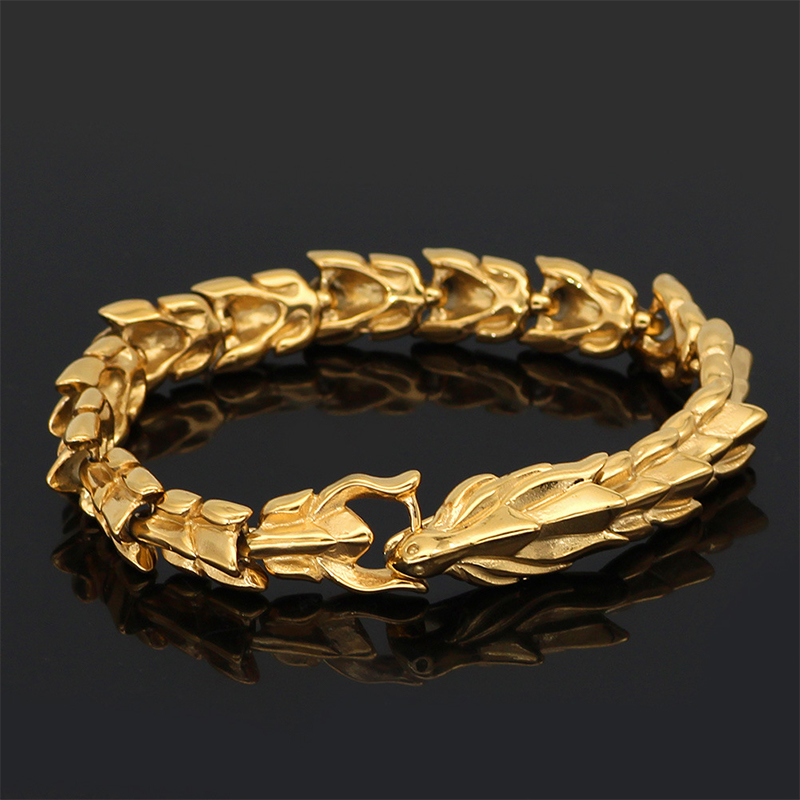 Hip Hop Keel Bracelet for Men Vintage Alloy Dragon Charm Fashion Accessory. 