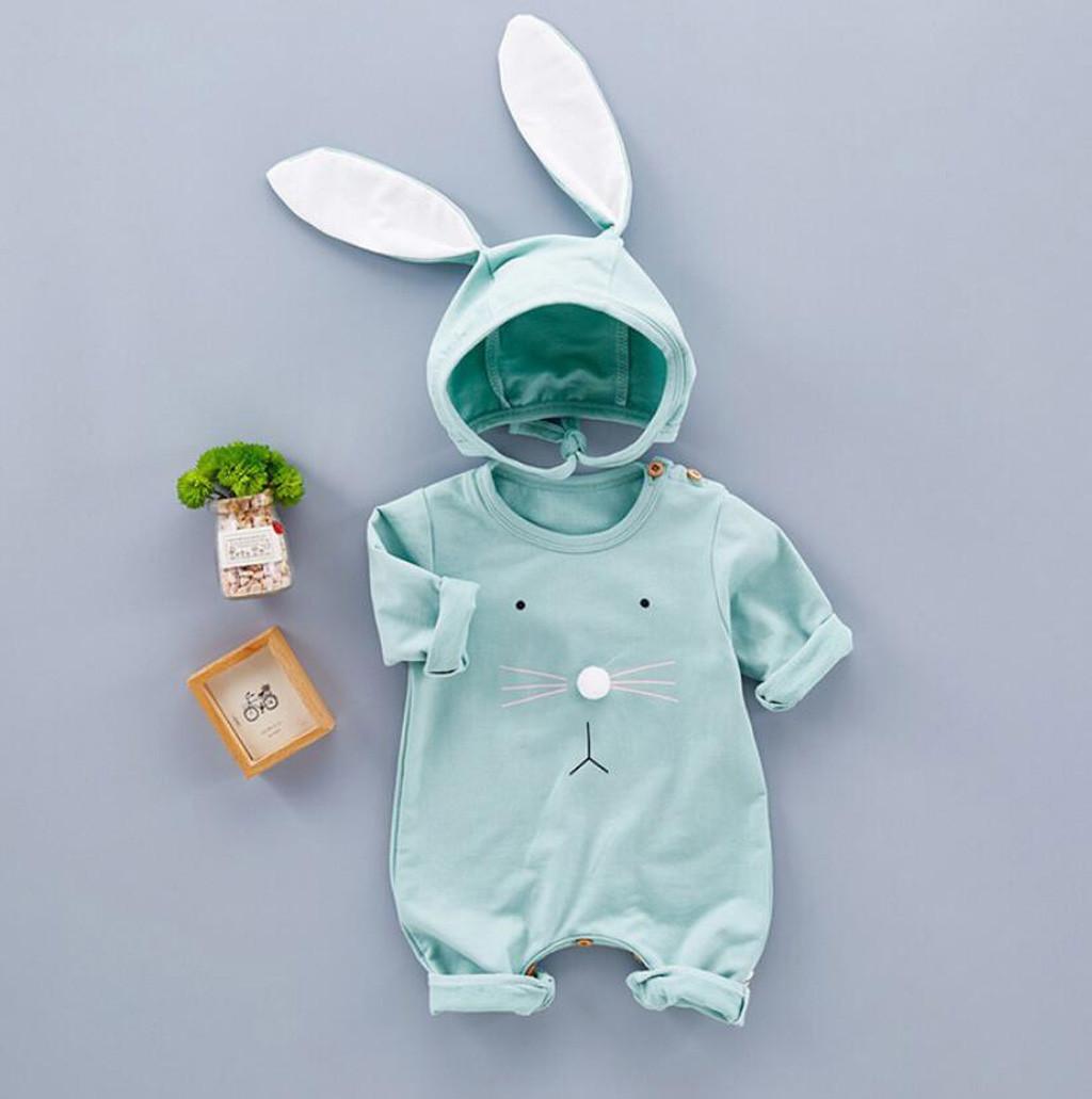 Pasen Kleding Baby Peuter Jongens Meisjes Effen Rits Hooded Konijn