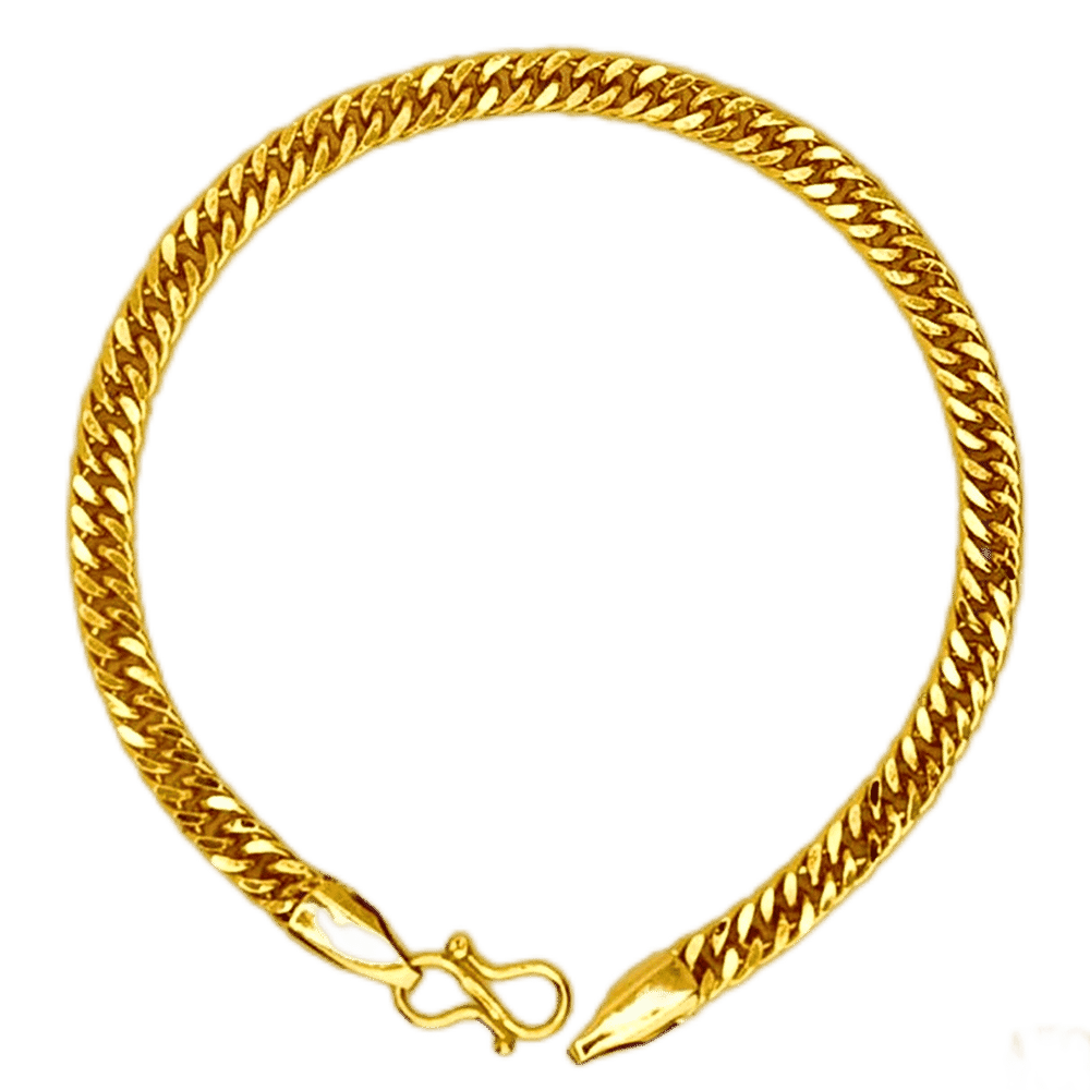 Gold Plated Plain Curb Bracelet 22k 7inch / 17.8cm Long for Men - FREE BOX INCLUDED FB-MB