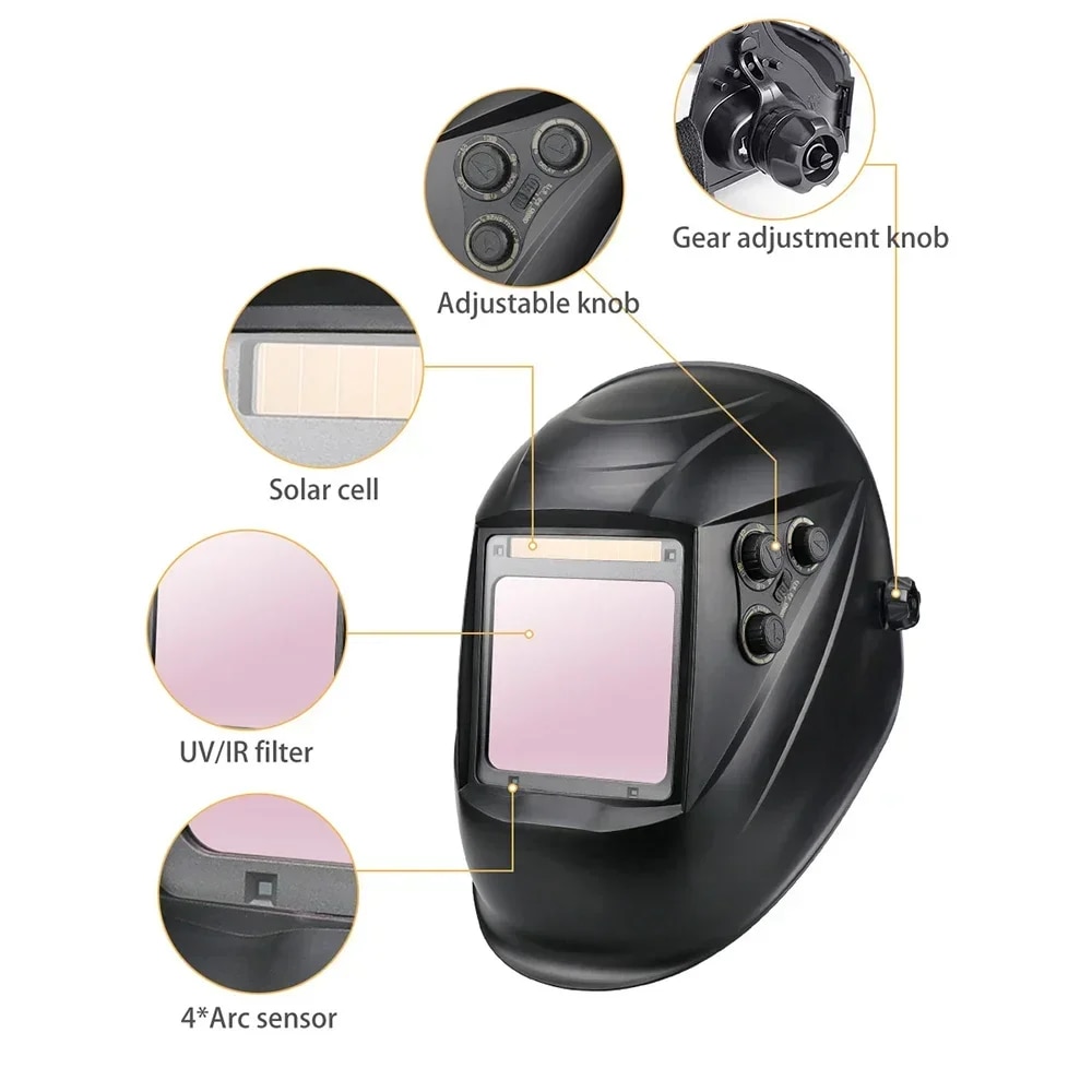 Helmet visor 100*97mm Welder Mask Large View Auto Darkening Welding Helmet True Color DIN4/5-9/9-13 1/1/1/2 Upgrade Helms for Grinder Cutting. 