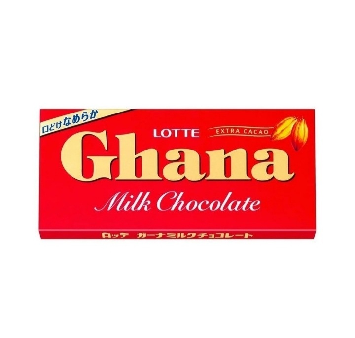 LOTTE Ghana Milk Chocolate Bar 50g – Made in Japan. 