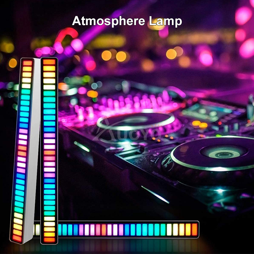 Auoyo RGB Pickup Light Car Mounted Music Spectrum Light Voice Control Rhythm Light Car Ambience Light Desktop Light Net Red Light Creative Music Spectrum Rhythm Lamp. 
